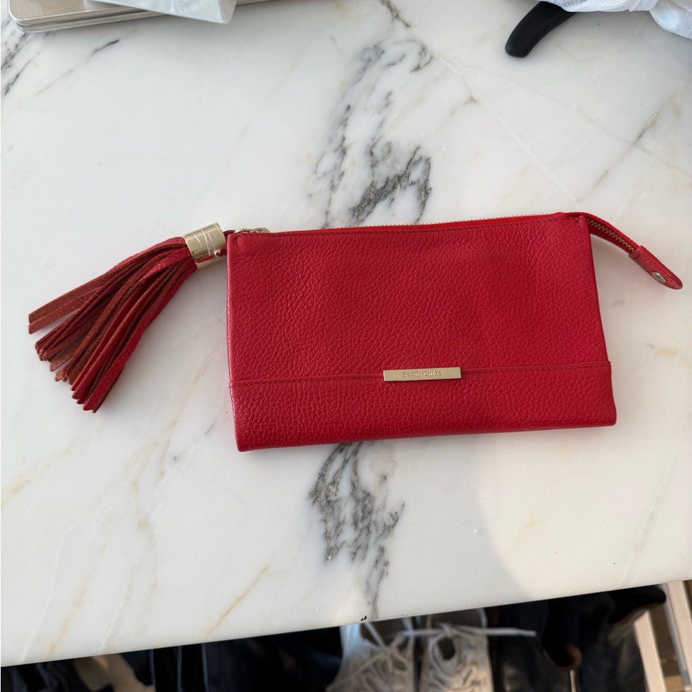 See by Chloe Red Leather Tassel Clutch